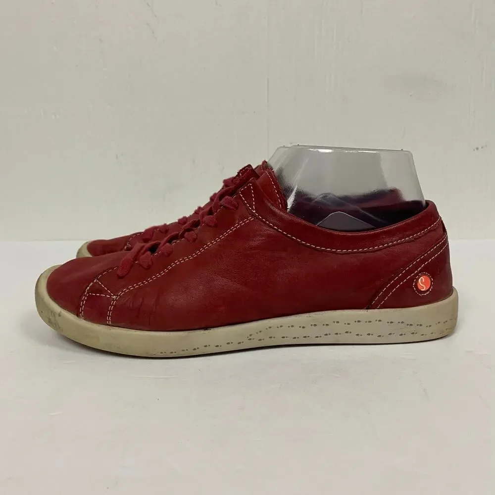 Softinos by Fly London Isla Womens Red Soft Leather Trainers Shoes EU 39 US 9